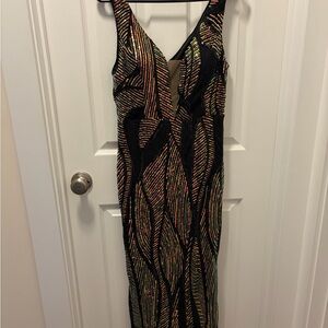 Stunning Black and Multicolor Sequin Backless Dress